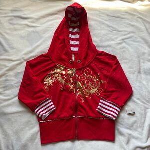 Vintage Y2K cyber punk skater South Pole red gold zip up sweatshirt size large